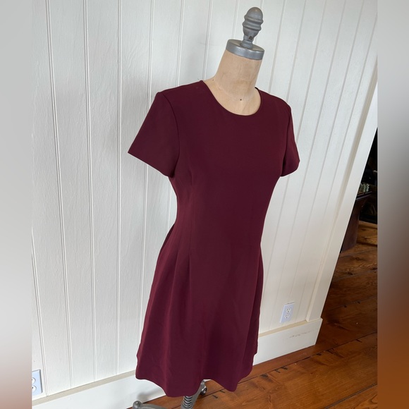 THEORY Corset Tee Dress - Admiral Crepe Red/Burgundy, 8 - Picture 3 of 7
